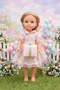 14.5" Birthday Party Dress with Gift Box| 14.5" Clothes | 14.5 in Slim Body Doll