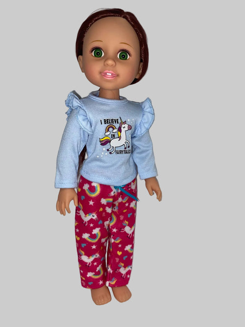 14.5 Unicorn Fairytale PJs | 14.5" Doll Clothes | Fits 14.5 in Slim Body Dolls