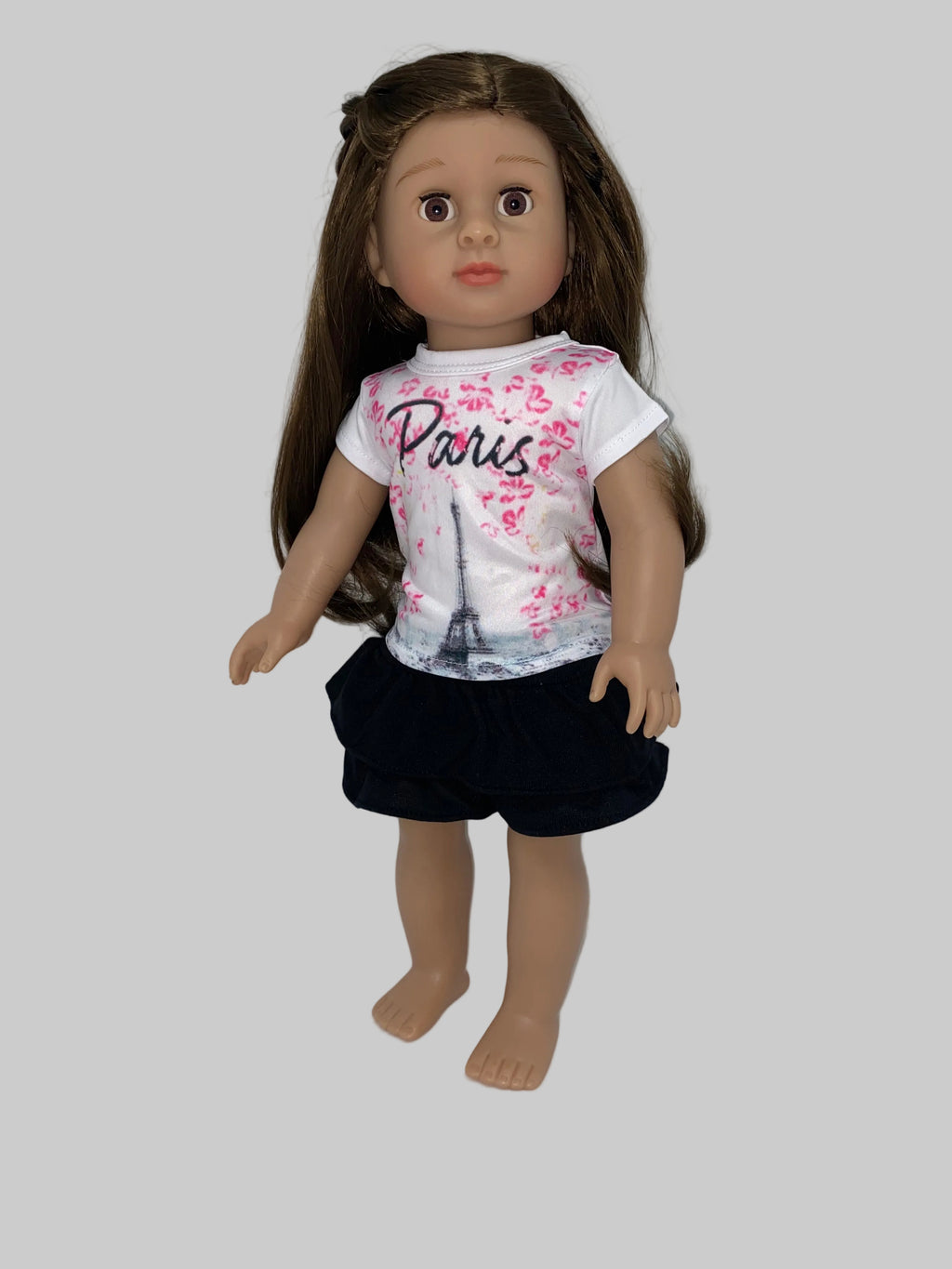 Paris Top with Black Ruffle Skirt | Fits Most 18" Dolls | 18 Inch Doll Clothes