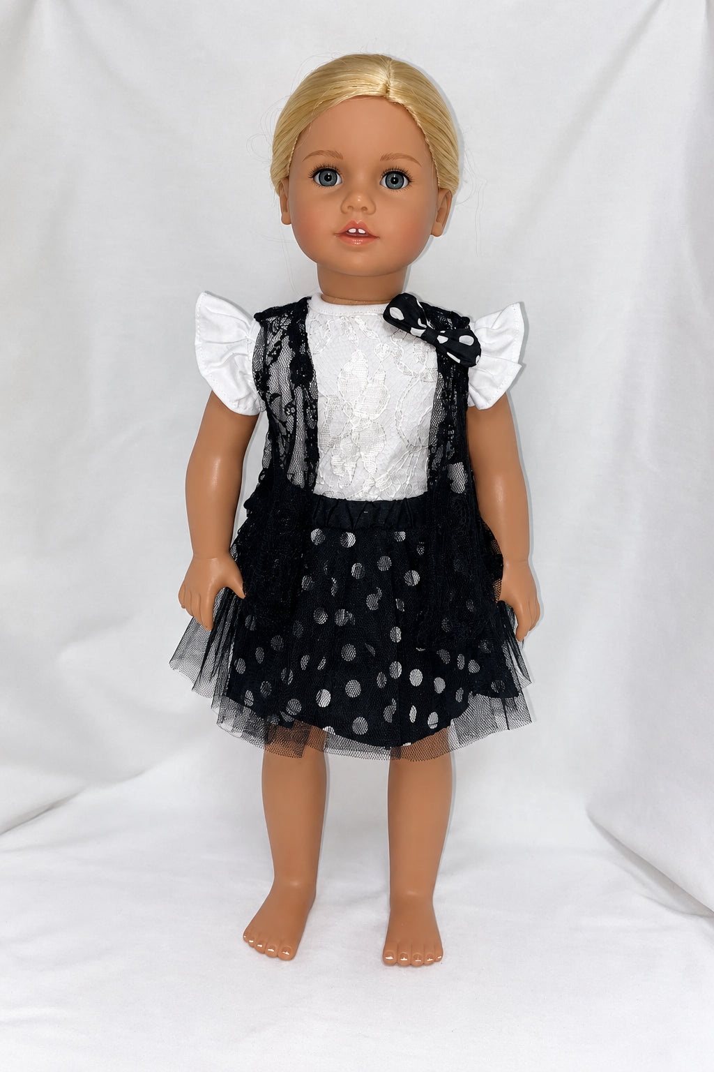 Black and White Polka Dot Skirt Set | Fits Most 18" Dolls | 18 Inch Doll Clothes