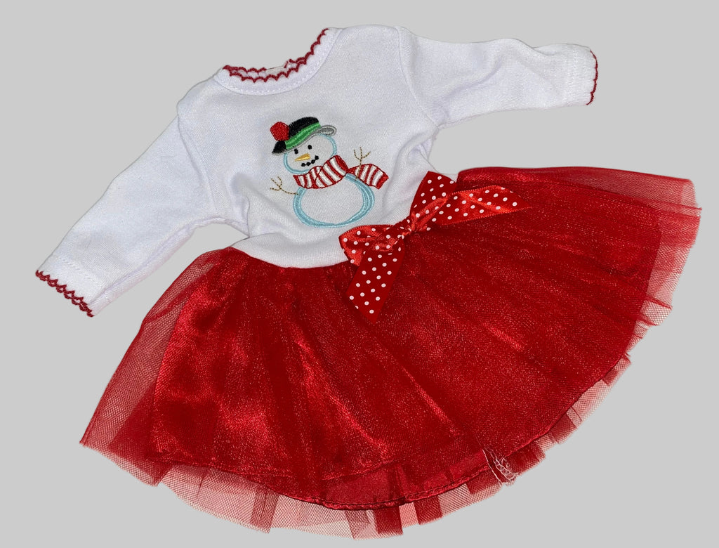 Red and White Snowman Dress | Fits Most 18" Dolls | 18 Inch Doll Clothes