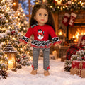 Red Snowman Top with Striped Leggings  | Fits Most 18" Dolls | Doll Clothes