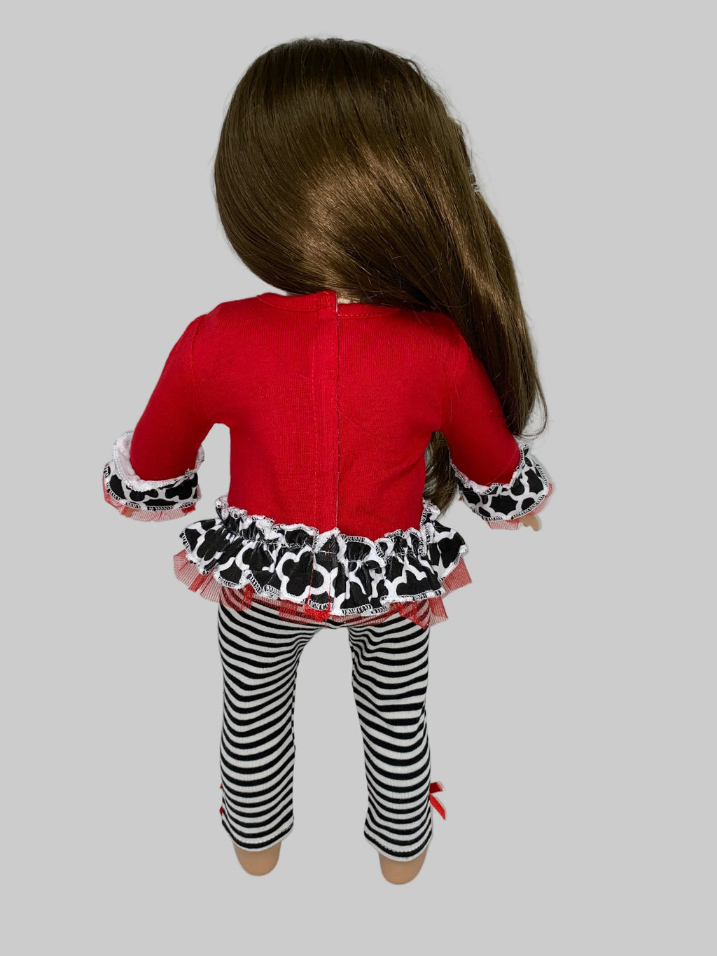 Red Snowman Top with Striped Leggings  | Fits Most 18" Dolls | Doll Clothes
