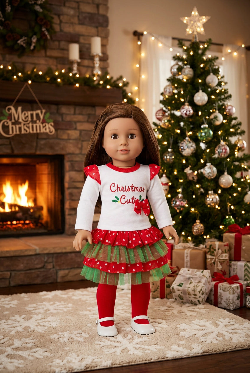 "Christmas Cutie" Skirt Set | Fits Most 18" Girl Dolls | 18 Inch Doll
