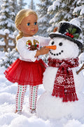 3pc Reindeer Pom Poms Skirt Set  | Fits Most 18" Dolls | 18 Inch Doll Clothes