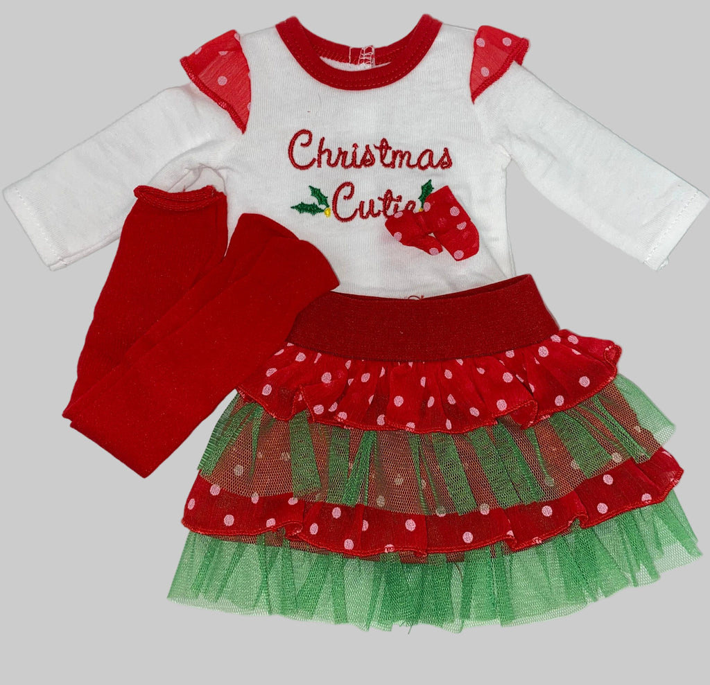 "Christmas Cutie" Skirt Set | Fits Most 18" Girl Dolls | 18 Inch Doll