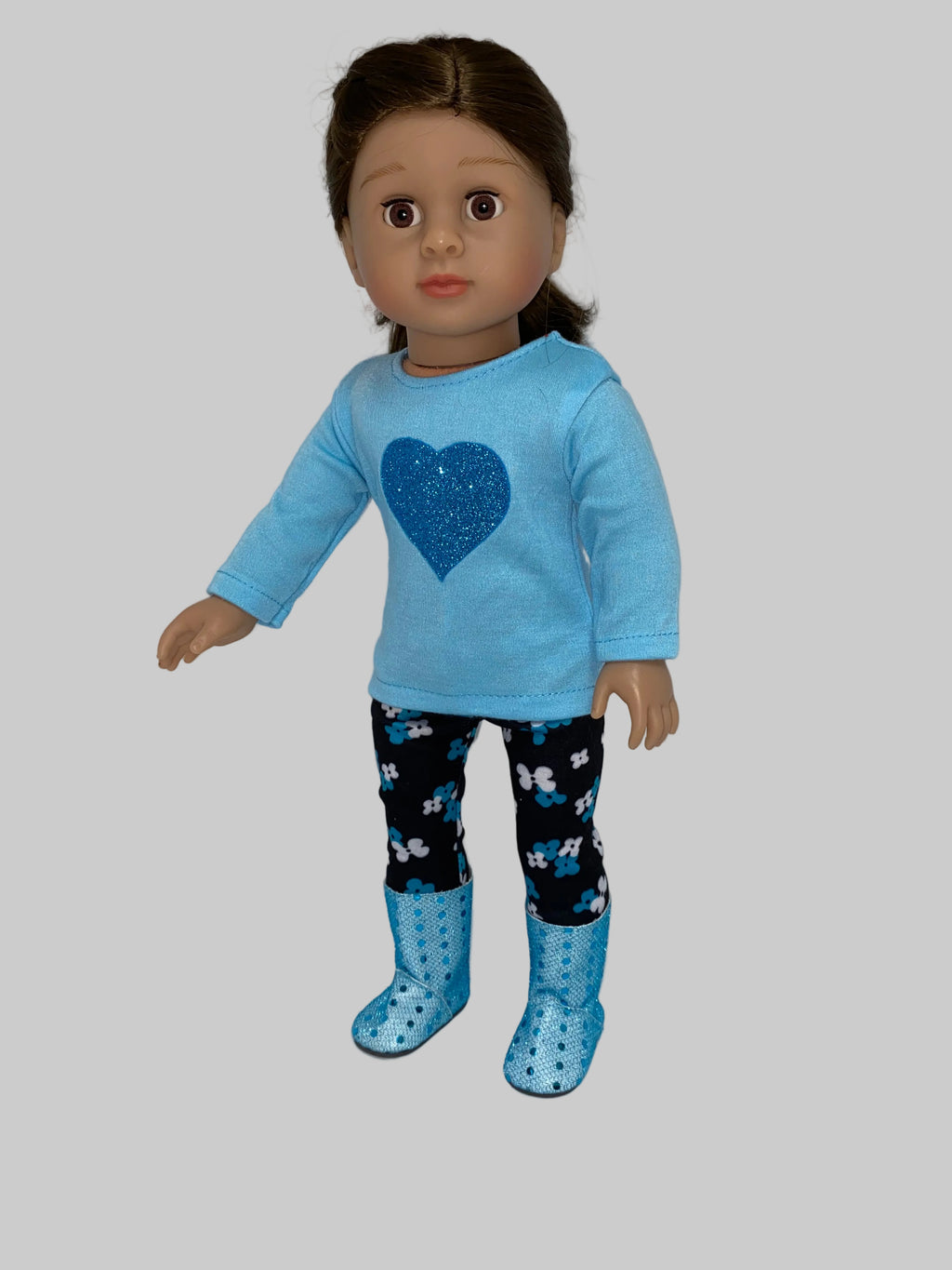 Blue Heart Glitter Pants Set | Fits Most 18" Girl Dolls | 18 Inch Doll Clothes