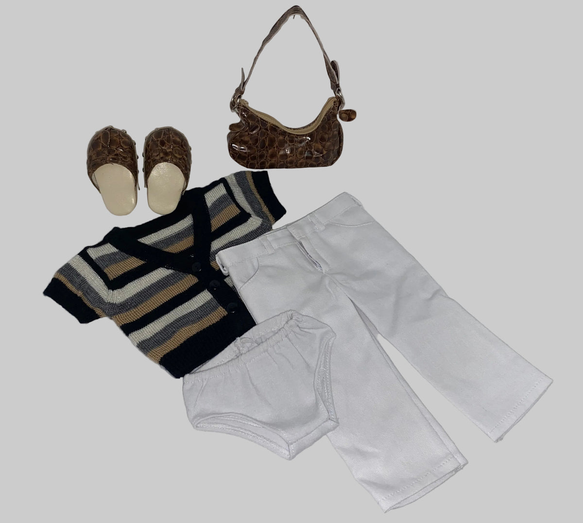 Stripe Sweater with White Pants Outfit | Fits Most 18" Girl Dolls