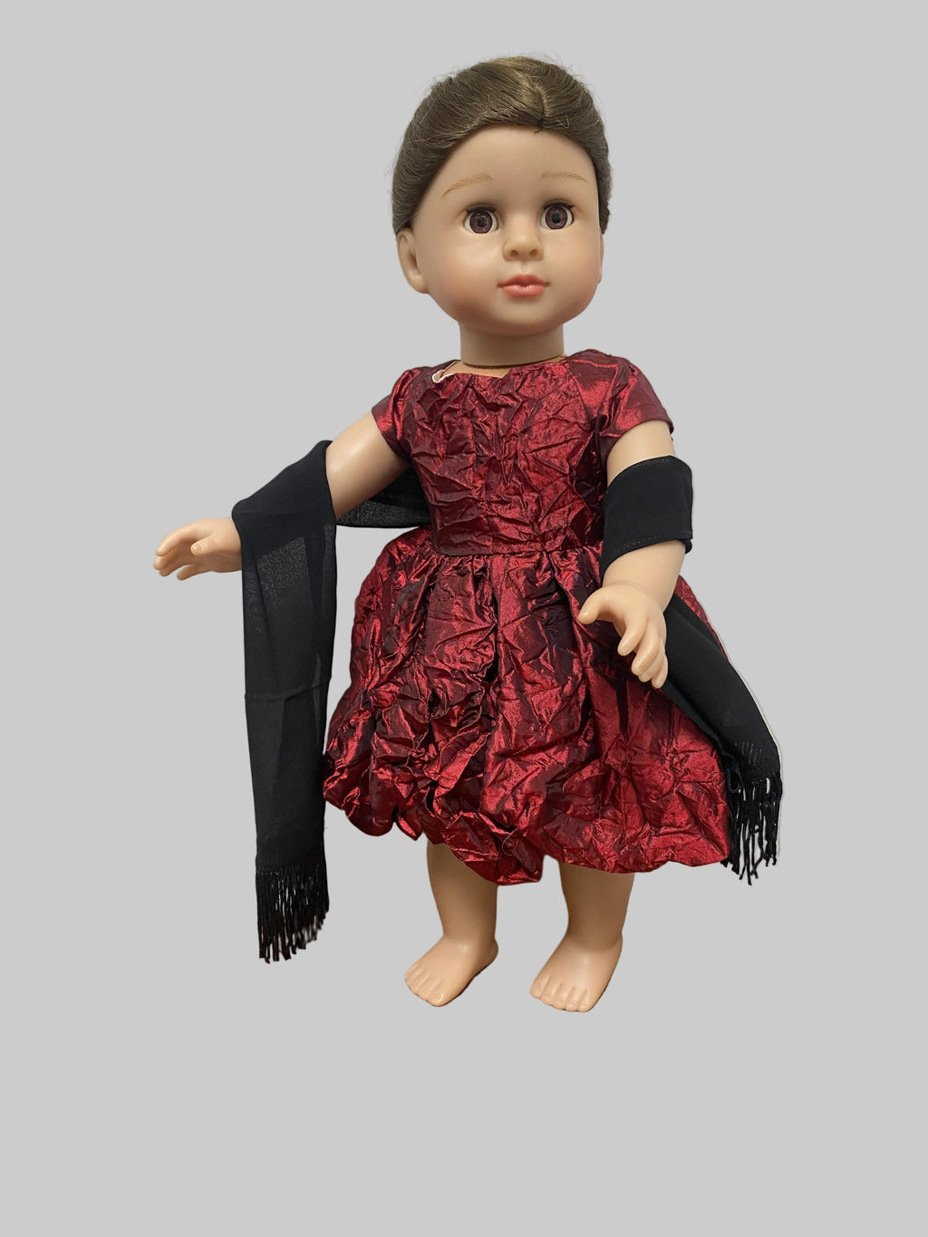 Burgundy Bubble Dress with Shawl | Fits Most 18" Girl Dolls | 18 Inch Doll Cloth