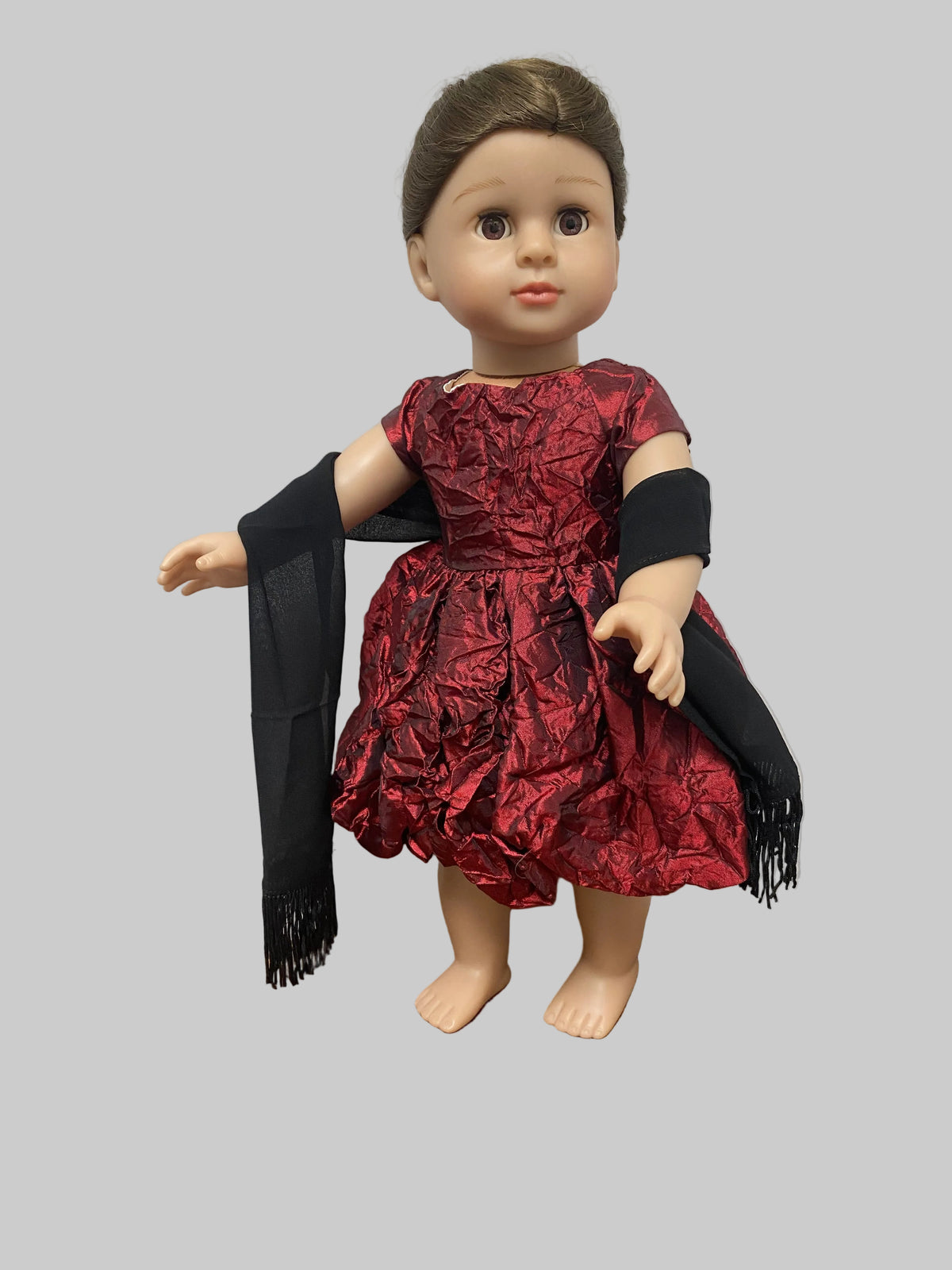 Burgundy Bubble Dress with Shawl | Fits Most 18" Girl Dolls | 18 Inch Doll Cloth