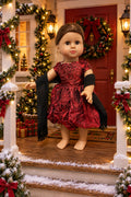 Burgundy Bubble Dress with Shawl | Fits Most 18" Girl Dolls | 18 Inch Doll Cloth