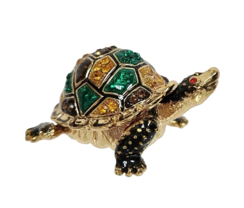 Turtle with Jeweled shell Trinket Box