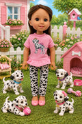 14.5" Pink Dalmatian Pants Set | 14.5" Doll Clothes | Fits 14.5 in Slim Body