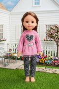 14.5 Pink Top w/ Zebra Print Pants  | 14.5" Doll Clothes | Fits 14.5in Slim Body
