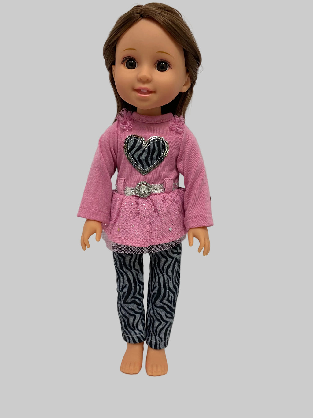 14.5 Pink Top w/ Zebra Print Pants  | 14.5" Doll Clothes | Fits 14.5in Slim Body
