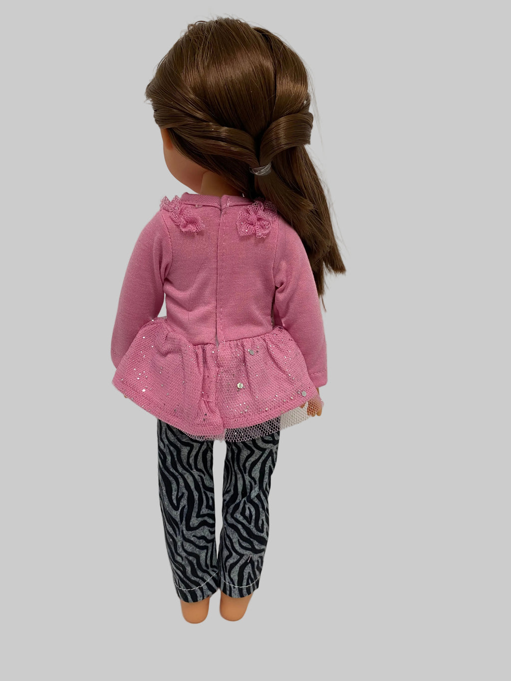 14.5 Pink Top w/ Zebra Print Pants  | 14.5" Doll Clothes | Fits 14.5in Slim Body
