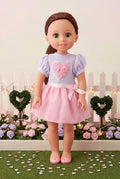 14.5" Pink Hearts Dress | 14.5" Doll Clothes | Fits 14.5 in Slim Body Dolls