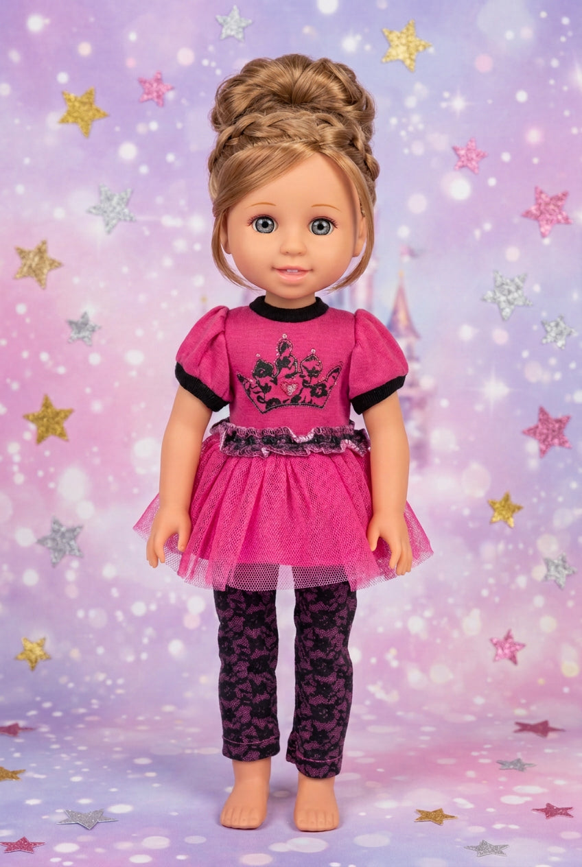 14.5" Hot Pink Princess Pants Set | 14.5" Doll Clothes | Fits 14.5 in Slim Dolls