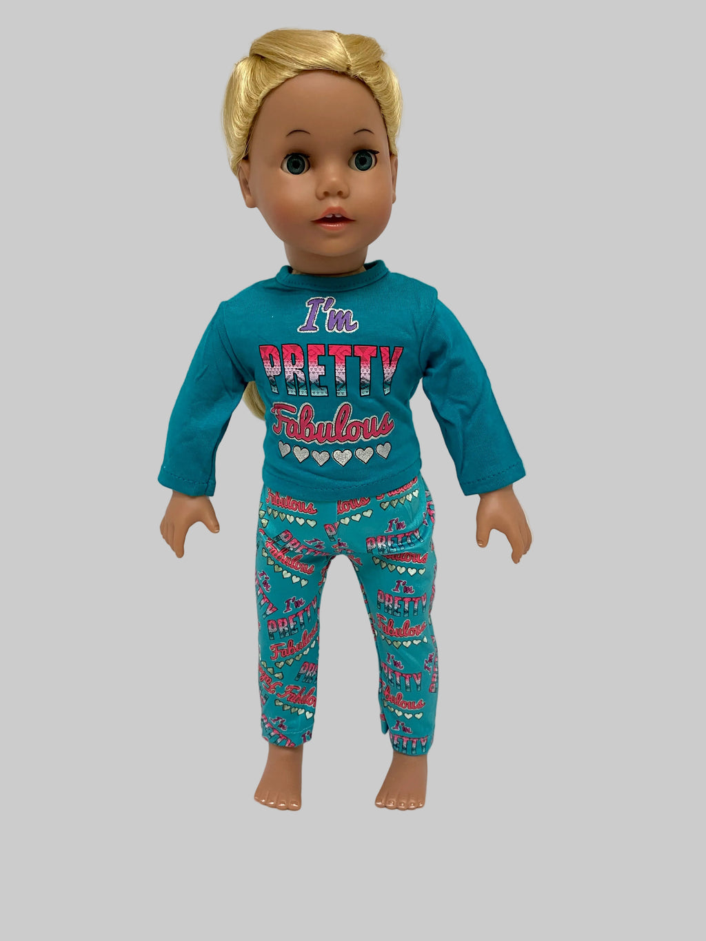 Teal "Pretty Fabulous" Pajamas | Fits Most 18" Girl Dolls | 18 Inch Doll Clothes