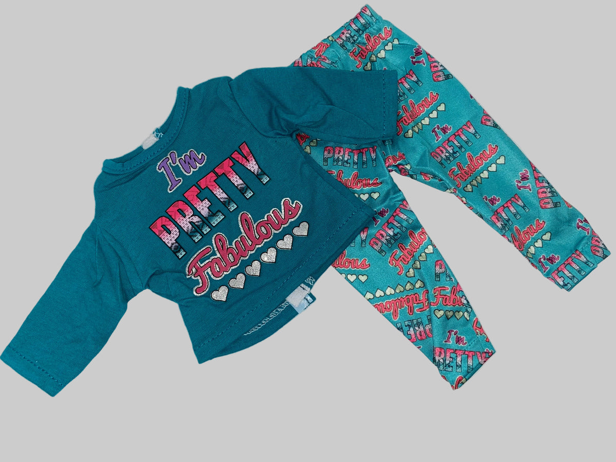 Teal "Pretty Fabulous" Pajamas | Fits Most 18" Girl Dolls | 18 Inch Doll Clothes