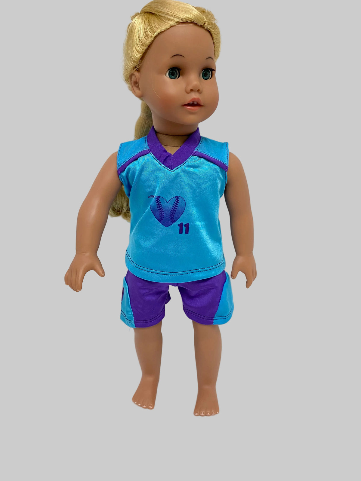 Purple and Blue Softball Shorts Set | Fits Most 18" Dolls | 18 Inch Doll Clothes