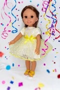 14.5" Yellow Lace Dress with Shoes | Fits Most 14.5" Dolls | 14.5 Inch Doll Clothes