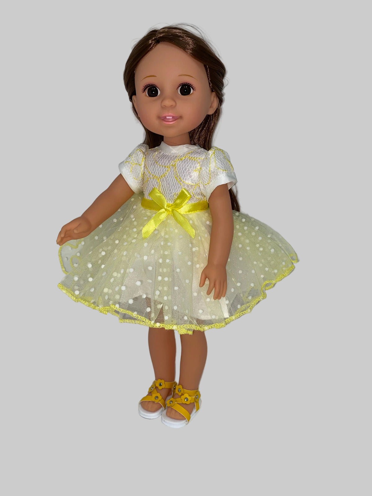 14.5" Yellow Lace Dress with Shoes | Fits Most 14.5" Dolls | 14.5 Inch Doll Clothes