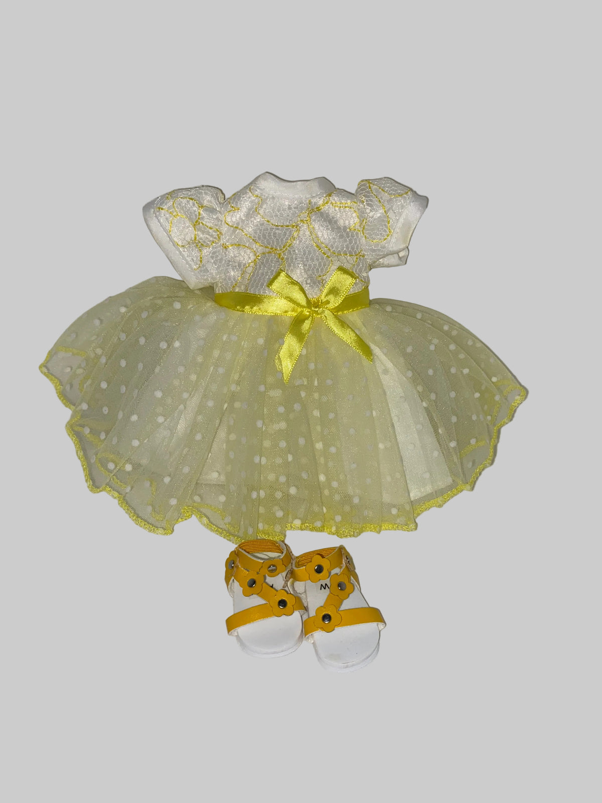 14.5" Yellow Lace Dress with Shoes | Fits Most 14.5" Dolls | 14.5 Inch Doll Clothes