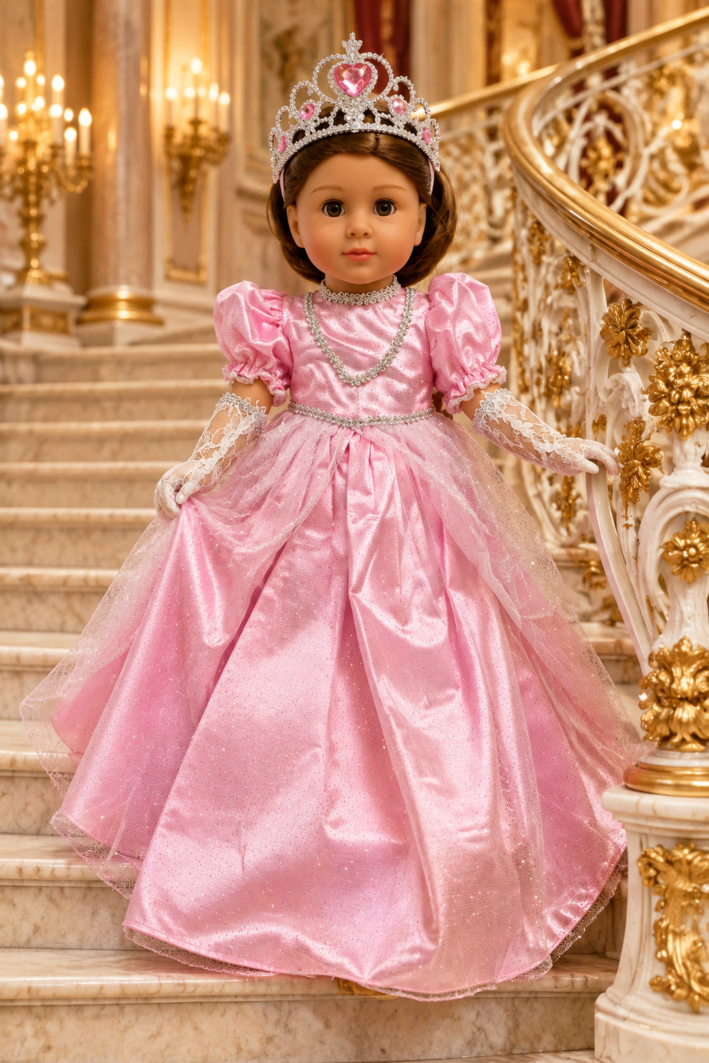 Glittery Pink Princess Dress Set  | Fits Most 18" Girl Dolls