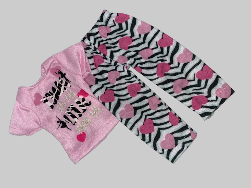 14.5 Zebra and Heart PJs | 14.5" Doll Clothes | Fits 14.5 in Slim Body