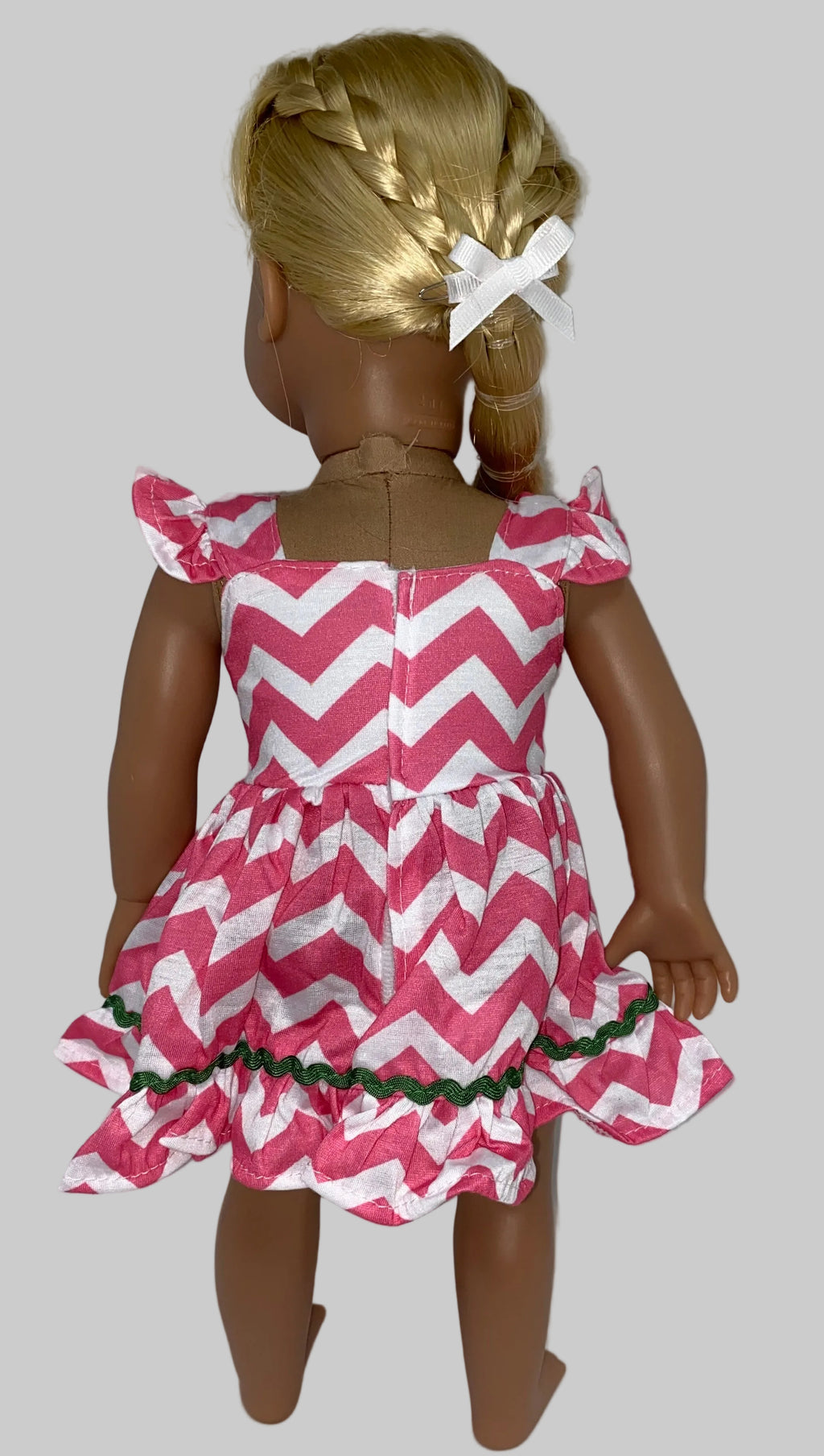 Zig Zag Dress with Flamingo Embroidery | Fits Most 18" Girl Dolls | 18 Inch Doll Clothes