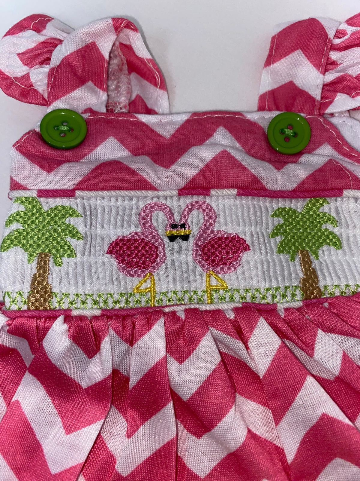 Zig Zag Dress with Flamingo Embroidery | Fits Most 18" Girl Dolls | 18 Inch Doll Clothes