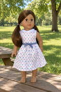 White Knit Dress with Floral Polka | Fits Most 18" Dolls | 18 Inch Doll Clothes
