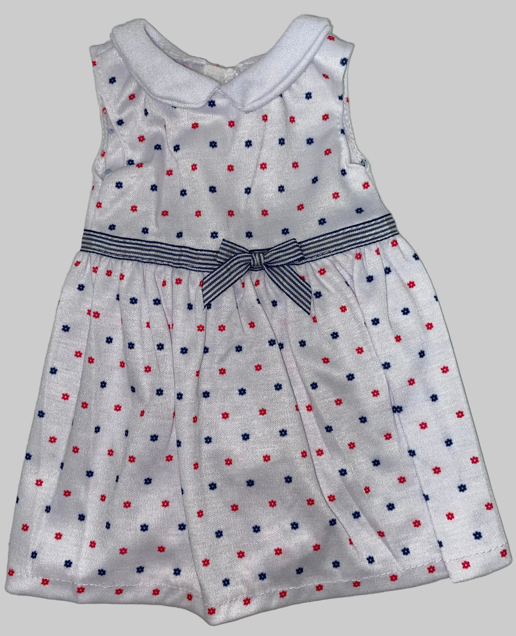 White Knit Dress with Floral Polka | Fits Most 18" Dolls | 18 Inch Doll Clothes