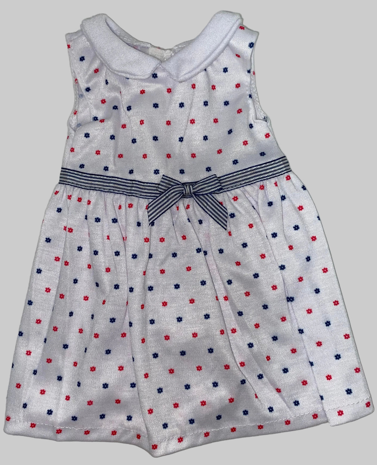 White Knit Dress with Floral Polka | Fits Most 18" Dolls | 18 Inch Doll Clothes