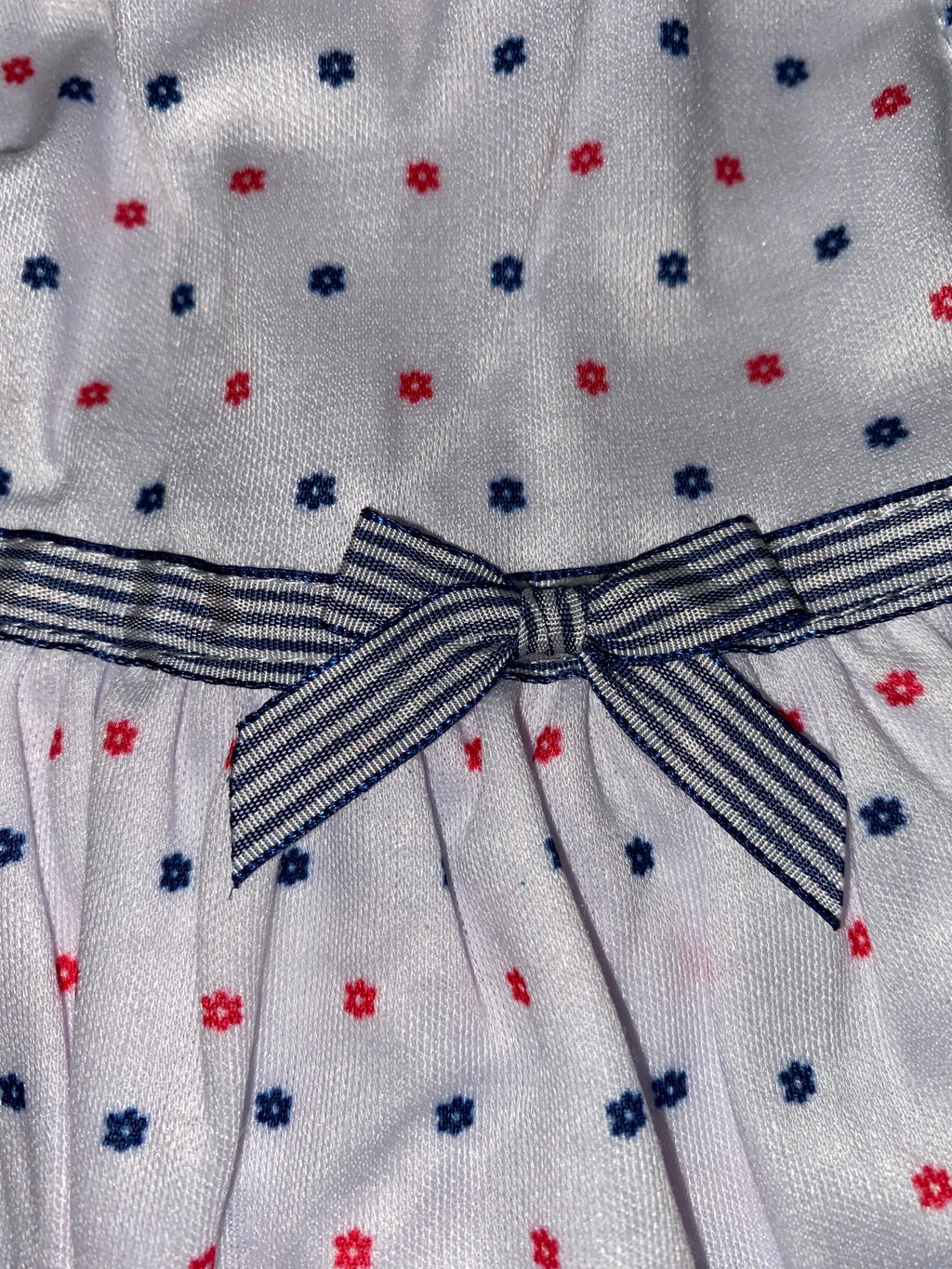 White Knit Dress with Floral Polka | Fits Most 18" Dolls | 18 Inch Doll Clothes