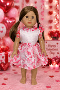Pink and White Heart Print Dress  | Fits Most 18" Dolls | 18 Inch Doll Clothes