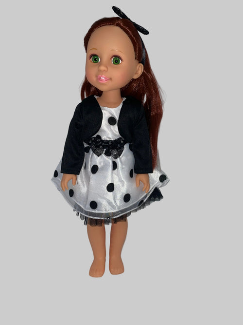 14.5" Black and White Polka Dot Dress Set | 14.5" Doll  | Fits 14.5 in Slim Body