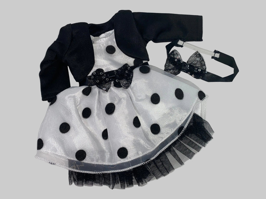 14.5" Black and White Polka Dot Dress Set | 14.5" Doll  | Fits 14.5 in Slim Body