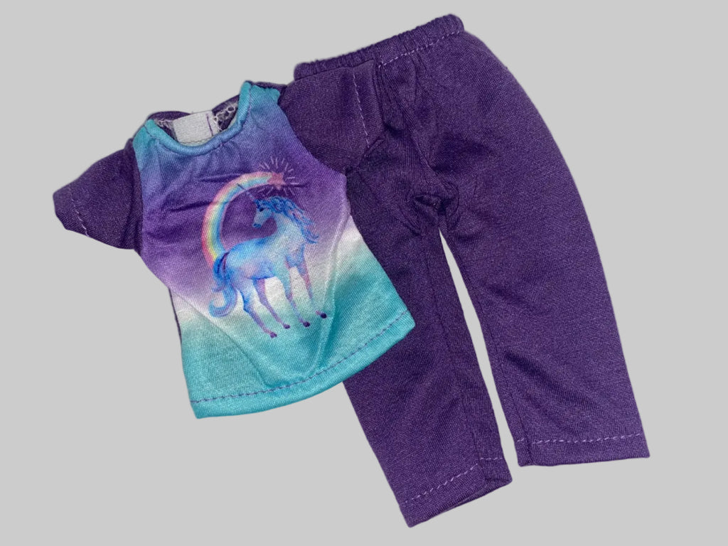 14.5" Purple Unicorn Pants Set | 14.5" Doll Clothes | Fits 14.5in Slim Body