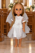 14.5" Communion Dress with Veil | 14.5" Doll Clothes for Slim Body Dolls