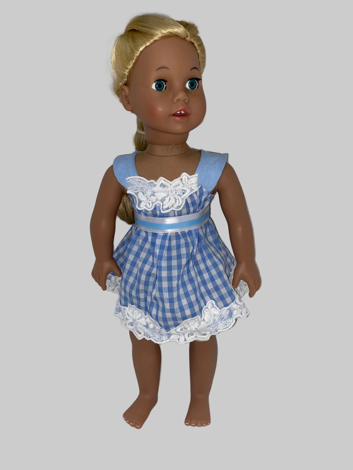 Pink or Blue Gingham Dress | Fits Most 18" Girl Dolls | 18 Inch Doll Clothes