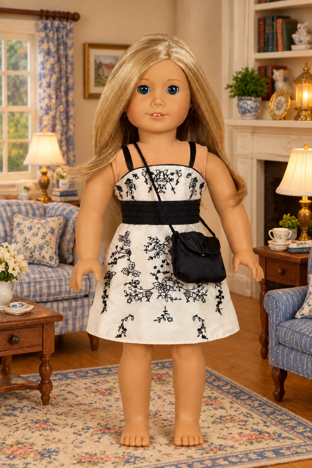Ivory Dress with Handbag | Fits Most 18" Girl Dolls | 18 Inch Doll Clothes