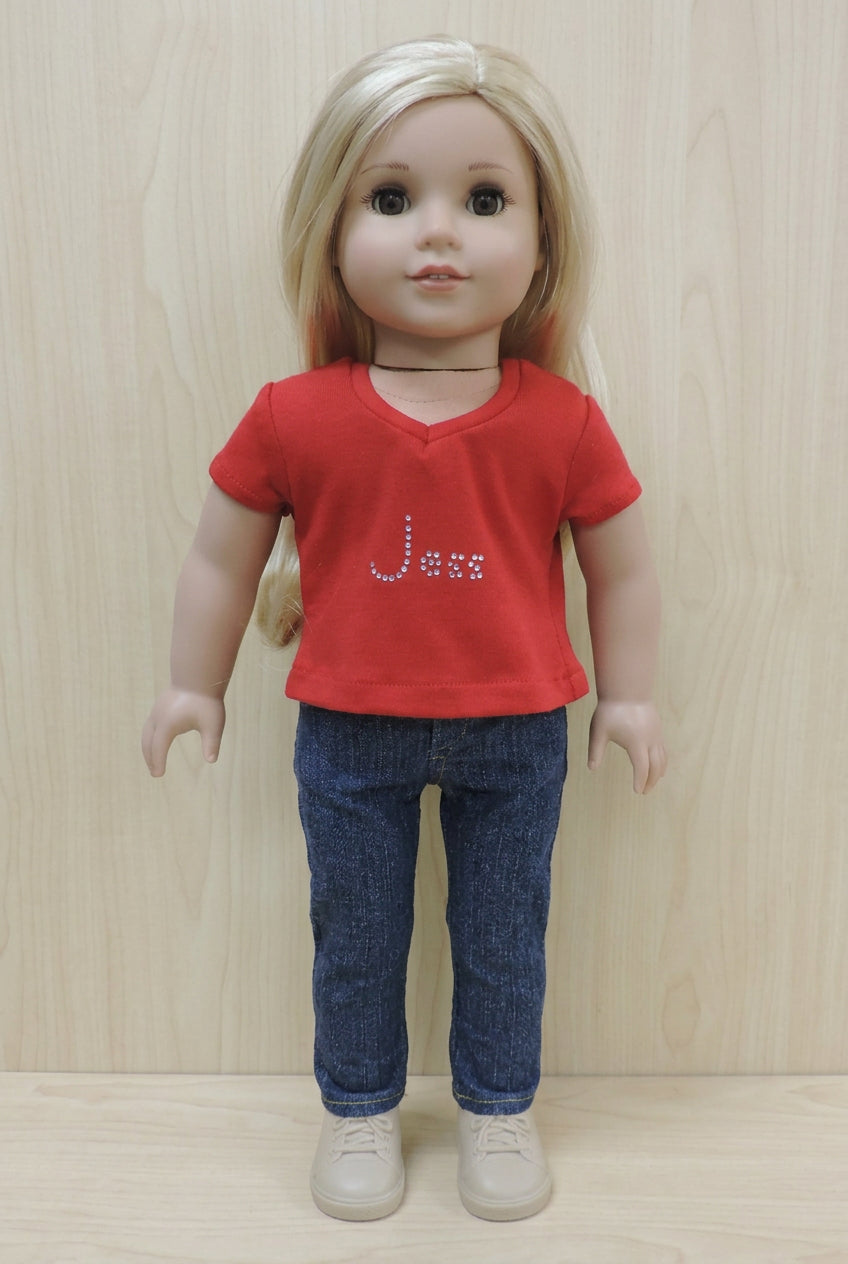 Rhinestone Name T-Shirt | Fits Most 18" Dolls | 18 Inch Doll Clothes