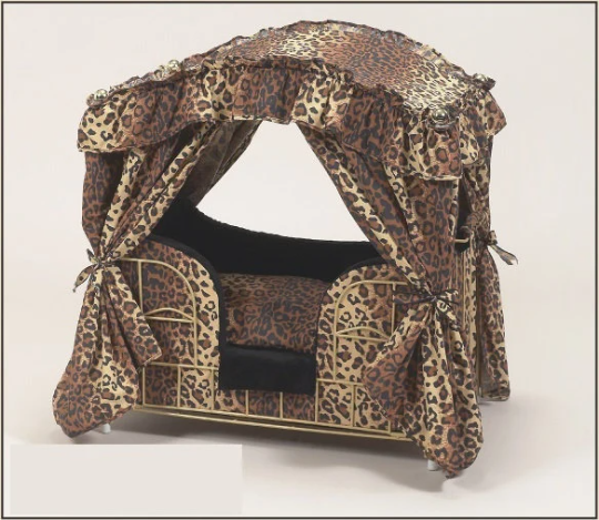 Lazy Paws Designer Canopy Pet Bed - Cheetah Print w/Gold Frame