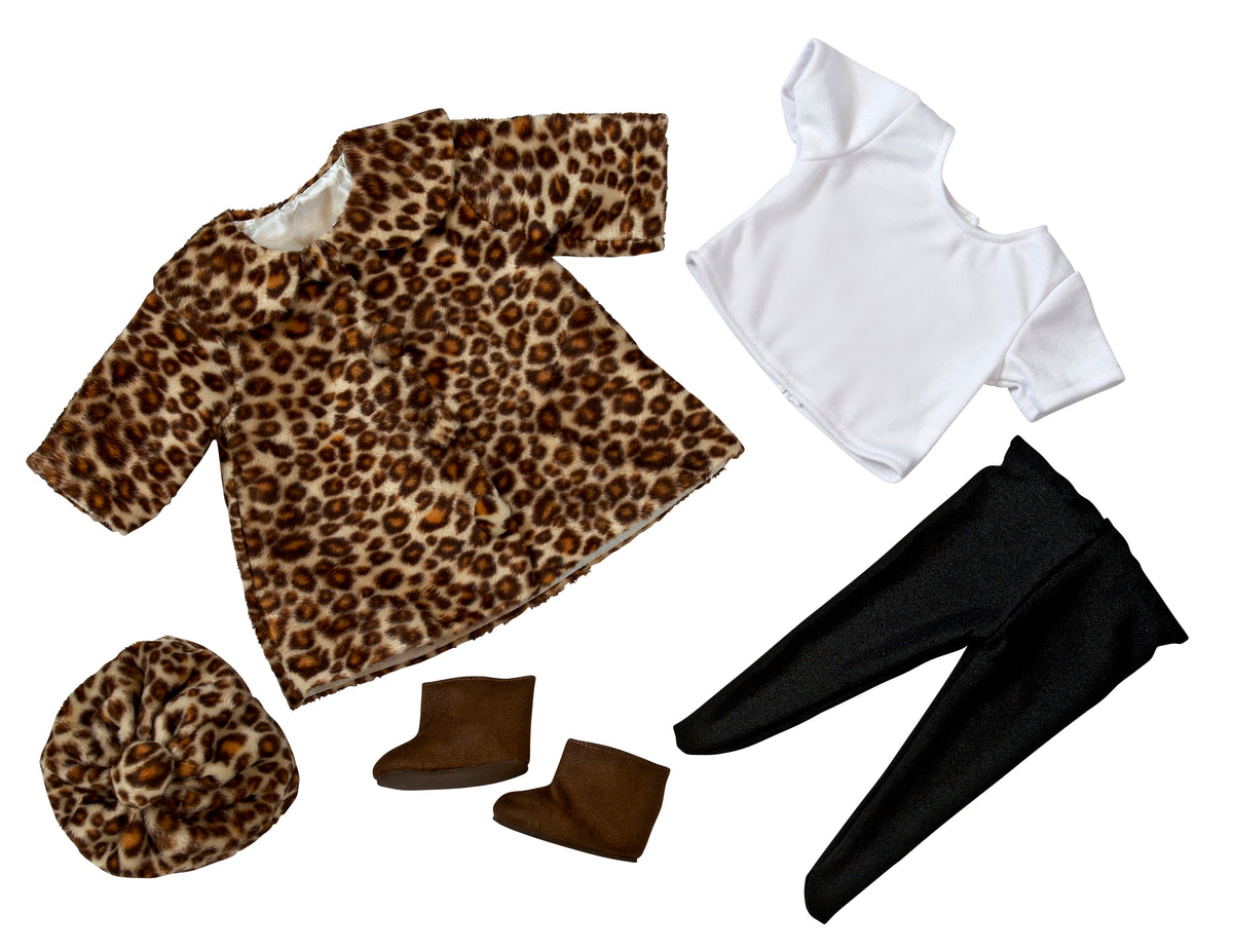 Leopard Coat Set | Fits Most 15" Baby Dolls | 15 Inch Doll Clothes