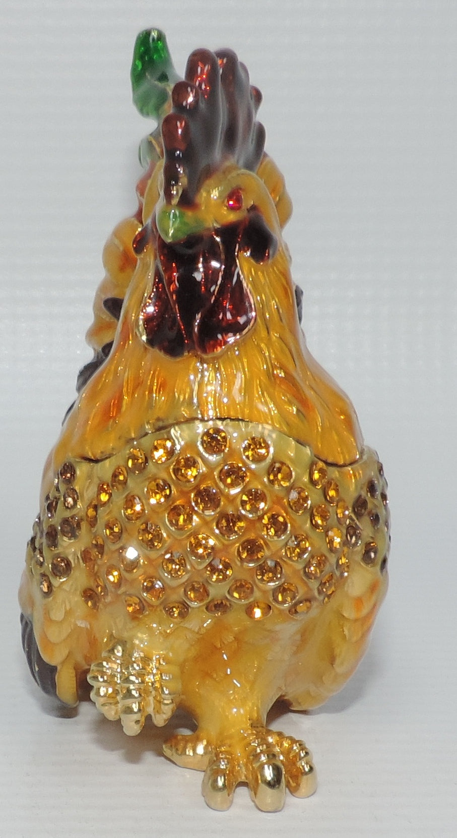 Multi-colored Rooster Trinket Box with Crystal Accents