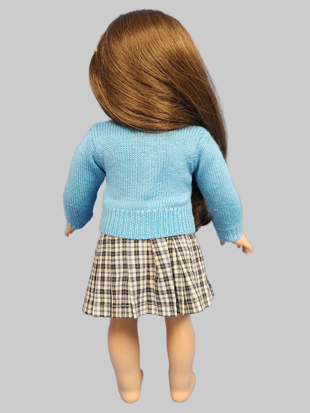 Plaid Skirt w/ Blue Sweater | Fits Most 18" Girl Dolls | 18 Inch Doll Clothes