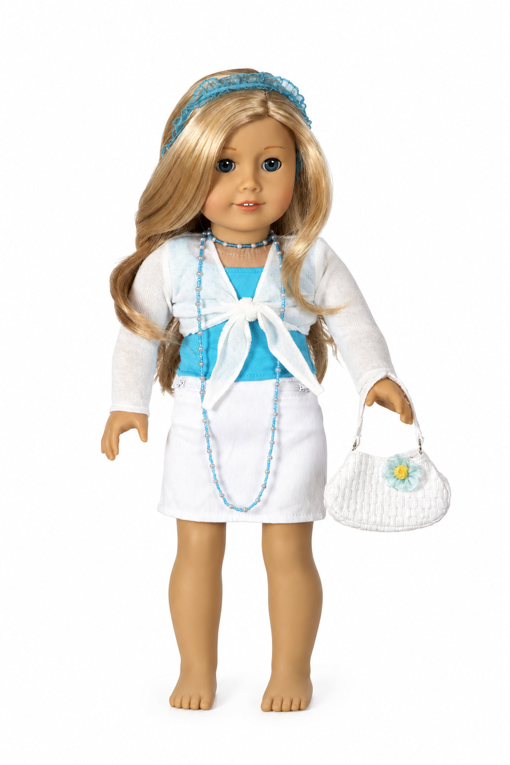 Aqua and White Skirt Set| Fits Most 18" Girl Dolls | 18 Inch Doll Clothes