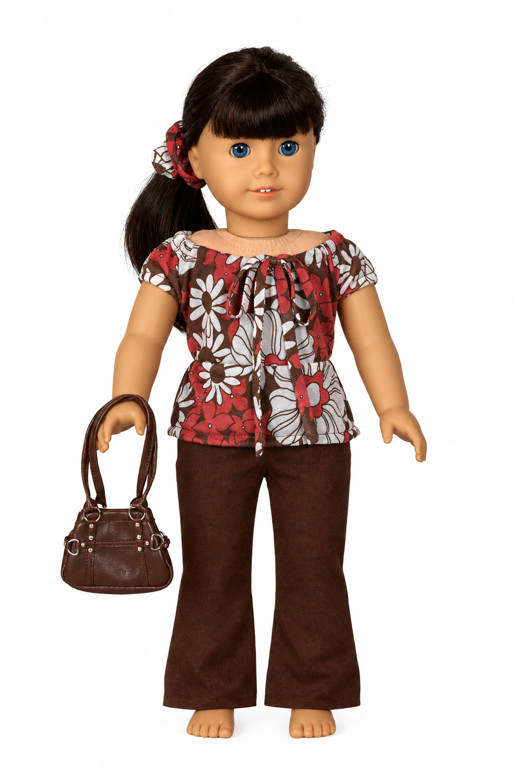 Brown Floral Blouse with Pants Set | Fits Most 18" Girl Dolls | 18 Inch Doll